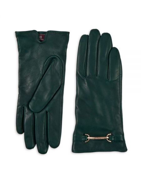 Кожаные перчатки с пряжкой Bruno Magli зеленые