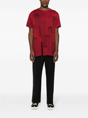 Raštuotas medvilninis marškinėliai Yohji Yamamoto raudona