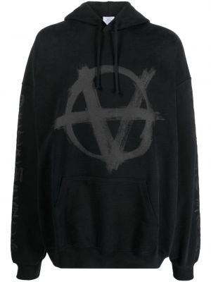 Pamučna hoodie s kapuljačom s printom Vetements crna