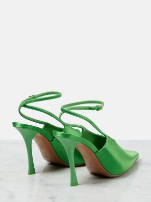 Сатенени полуотворени обувки с отворена пета Givenchy зелено