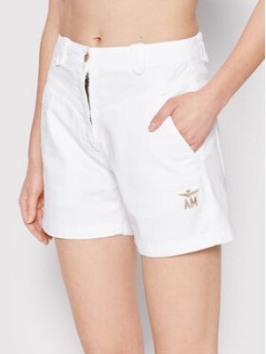 Shorts en jean Aeronautica Militare blanc