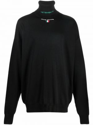 Плетен пуловер Vetements черно