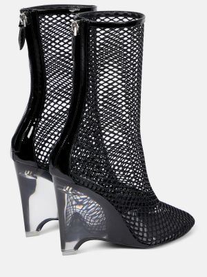 Ankle boots na koturnie z siateczką Alaã¯a czarne