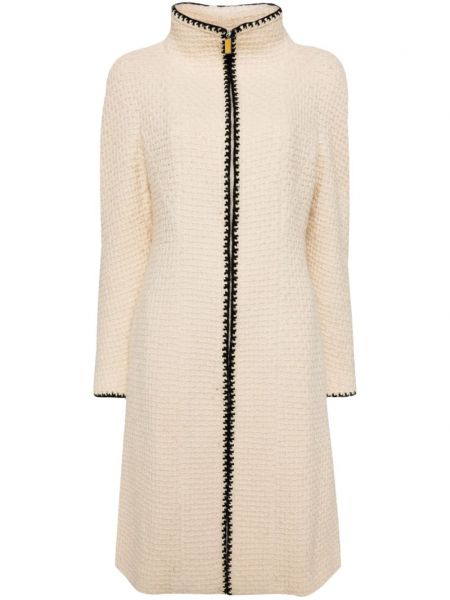 Manteau droit à col montant en tweed Chanel Pre-owned