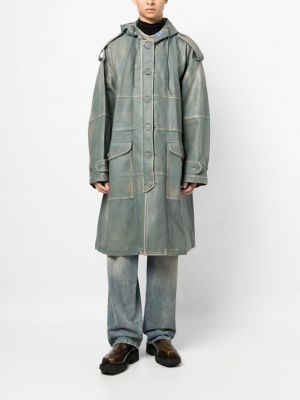 Kožený kabát s kapucí Maison Mihara Yasuhiro