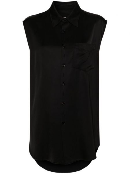 Σατέν πουκάμισο με σκισίματα Mm6 Maison Margiela μαύρο