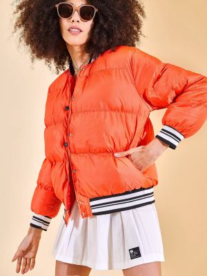 Pruhovaný kabát s potlačou Xhan oranžová