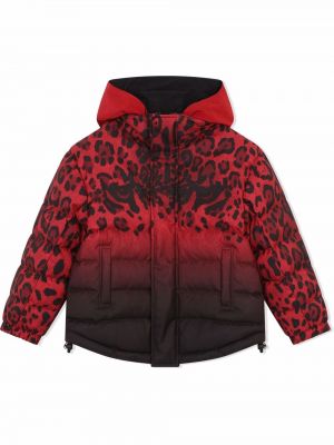 Leopard trykt lang pels for jenter Dolce & Gabbana Kids svart