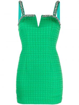 Коктейлна рокля от туид с кристали Nissa зелено
