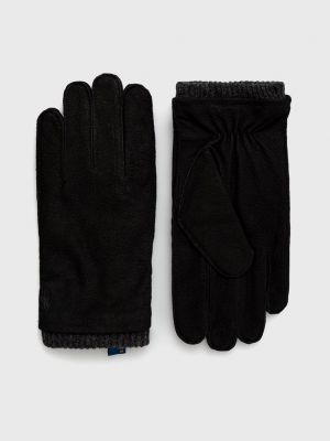 Rokavice iz semiša Polo Ralph Lauren črna