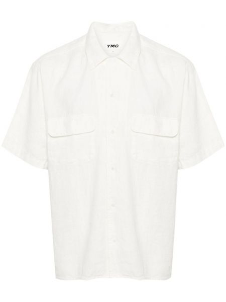 Lněná košile Ymc bílá