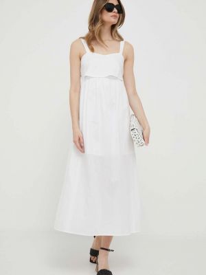 Pamučna midi haljina Sisley bijela