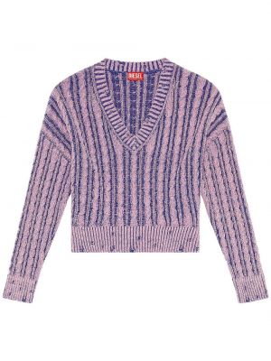 Pull en tricot à col v Diesel violet