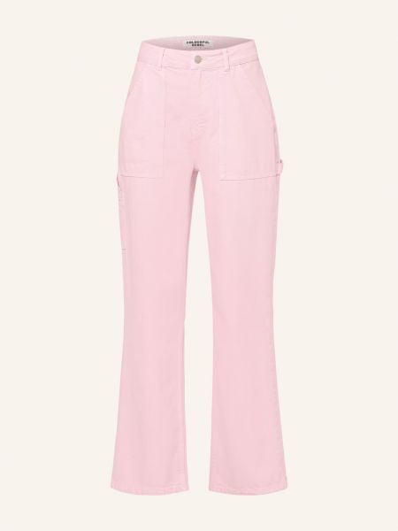 Różowe proste jeansy Colourful Rebel