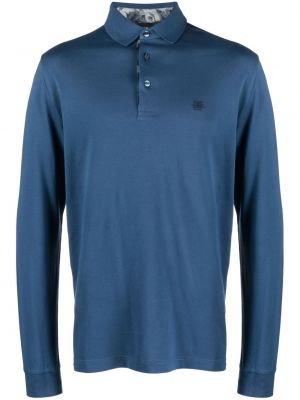 Памучна поло тениска Etro синьо
