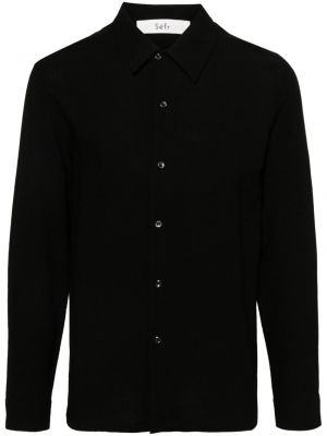 Плисирана риза от креп Séfr черно