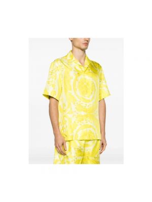 Camisa de seda con estampado Versace amarillo