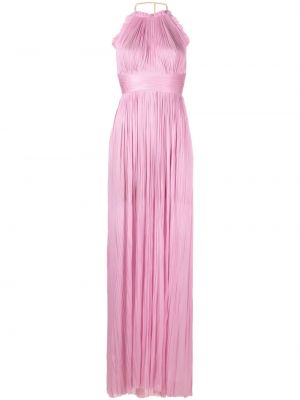 Πλισέ μεταξωτή βραδινό φόρεμα Maria Lucia Hohan ροζ