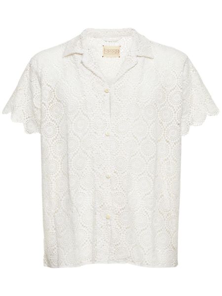Čipkovaná bavlnená košeľa Harago biela