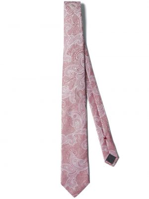 Hodvábna kravata s paisley vzorom Brunello Cucinelli ružová