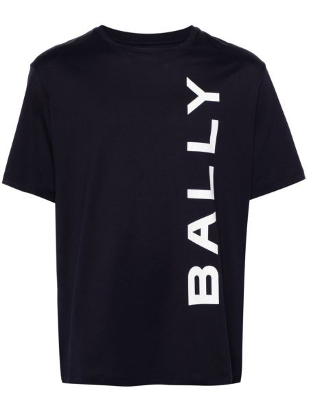 Koszulka bawełniana z nadrukiem Bally niebieska