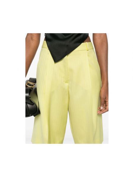 Spodnie wełniane w paski Del Core żółte
