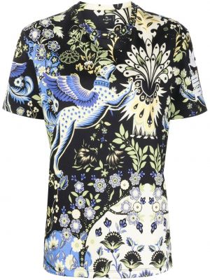Majica s cvetličnim vzorcem s potiskom s paisley potiskom Etro črna