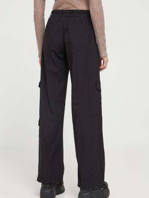 Jednobarevné kalhoty s vysokým pasem Sixth June černé