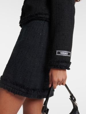 Βαμβακερός μπουφάν tweed Versace μαύρο
