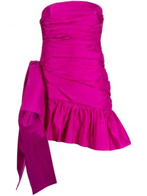 Hedvábné mini šaty s mašlí na párty Loveshackfancy - fialová