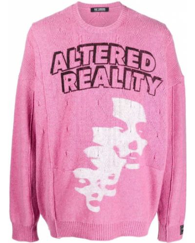 Пуловер от мерино вълна Raf Simons розово