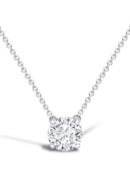 Pragnell Vintage 18kt white gold diamond solitaire pendant necklace - Argento