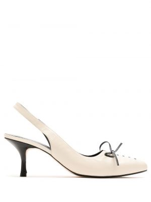 Slingback rosett pumpar med remmar Sarah Chofakian vit