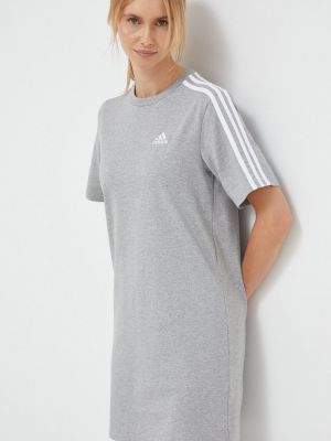 Pamučna mini haljina oversized Adidas siva