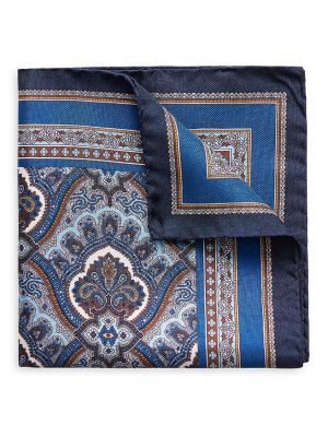 Шелковый платок с узором пейсли Eton синий