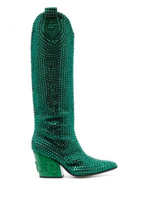 Krištáľové členkové topánky Philipp Plein zelená
