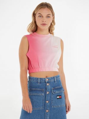 Crop top Tommy Jeans růžový