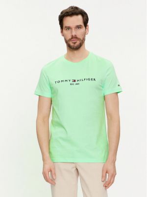 Slim fit tričko Tommy Hilfiger zelené