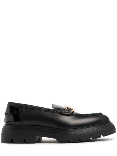 Skinn loafers Ferragamo svart