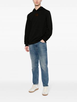 Kokvilnas kapučdžemperis ar apdruku Hugo melns