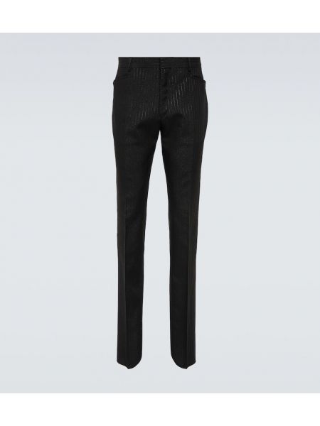 Жакардови панталон slim на райета Tom Ford черно