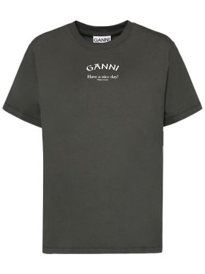 Laza szabású jersey póló nyomtatás Ganni szürke