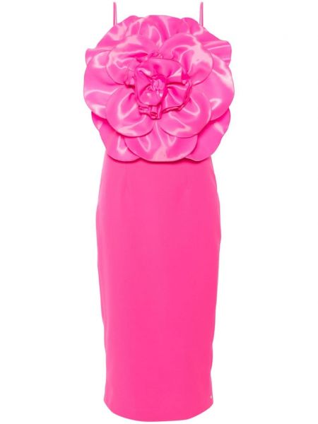 Krepové květinové koktejlové šaty Nissa růžové