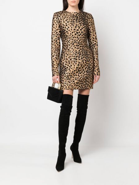Žakardinis raštuotas suknele kokteiline leopardinis Genny
