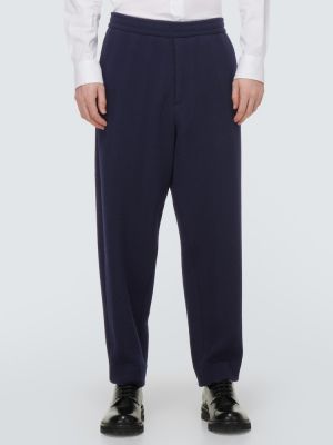 Pantaloni de lână cu model herringbone Giorgio Armani albastru