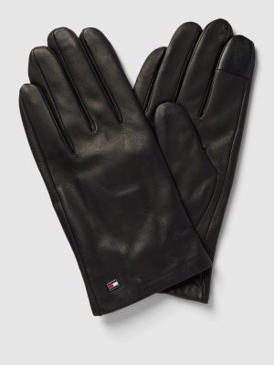 Rękawiczki skórzane Tommy Hilfiger czarne