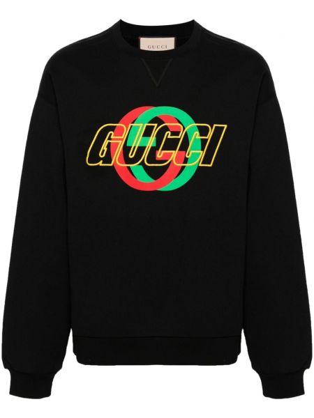 Sweatshirt mit stickerei aus baumwoll Gucci schwarz