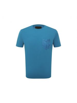 Хлопковая футболка Prada голубая