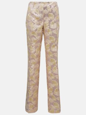 Ravne hlače iz žakarda Dries Van Noten zlata