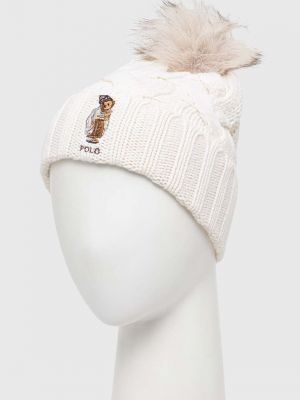 Dzianinowa czapka wełniana Polo Ralph Lauren beżowa